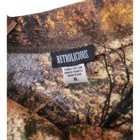 Retrolicious Autumn Woodland Print Dress - Orange Green Brown - Picture 4 of 4